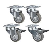 cyclingcolors 4x roulette pivotante meuble 50 mm souple avec et sans frein support platine 50 x 50 mm universelle charge max 30kg roue chariot caisson gris