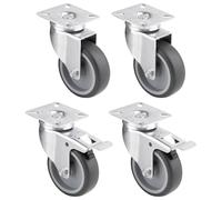 cyclingcolors 4x roulette pivotante meuble 75 mm souple avec et sans frein support platine 60 x 60 mm universelle charge max 70kg roue chariot caisson gris