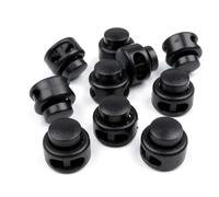 cyclingcolors 5X arrêt de Cordon extrémité Plastique 2 Trous 13x15mm Embout Bloque Fermoir Attache bloqueur Corde Lacet Fil Camping vêtement Sac mercerie, Noir