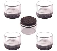 cyclingcolors 5x embout de tube chaise patin meuble transparent rond avec semelle feutre pied anti-rayure anti-bruit meuble (Ø22mm)