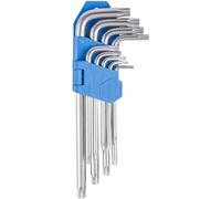 cyclingcolors Jeu de Clé Torx 9 tailles mâle T10 T15 T20 T25 T27 T30 T40 T45 T50 acier chrome vanadium tête percée