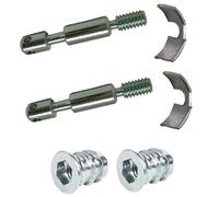 cyclingcolors Kit Complet 2X Goujon d'assemblage de lit Meuble diamètre 6mm x Longueur 56mm 4 Trous + 2X Manchon à Visser M6x13 Acier + 2X étrier Ouvert ferrure d'assemblage vis