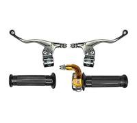 cyclingcolors Kit Poignée Moto Mobylette Scooter Accélérateur Leviers Gauche Droit - Guidon 22 mm - Revêtements Caoutchouc Antidérapant - Design Targa Confort de Conduite, zinc et noir