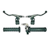 cyclingcolors Kit Poignée Moto Mobylette Scooter Accélérateur Leviers Gauche Droit - Guidon 22 mm - Revêtements Caoutchouc Antidérapant - Design Racing Confort de Conduite, vert