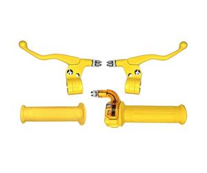 cyclingcolors Kit Poignée Moto Mobylette Scooter Accélérateur Leviers Gauche Droit - Guidon 22 mm - Revêtements Caoutchouc Antidérapant - Design Targa Confort de Conduite, jaune