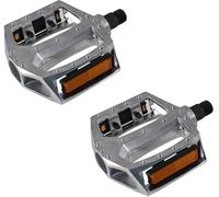 cyclingcolors Paire de pédale vélo BMX 112x105mm 9/16" Aluminium Argent avec réflecteur Orange