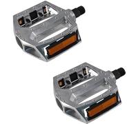 cyclingcolors Paire de pédale vélo BMX 112x105mm Aluminium Argent avec réflecteur Orange