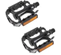 cyclingcolors Paire de pédale vélo Ville VTC Aluminium Noir 80x100mm avec réflecteur Orange