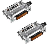 cyclingcolors Paire de pédale vélo VTC Ville Aluminium Argent 111x75mm avec réflecteur Orange