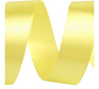 cyclingcolors Ruban Satin en Polyester - 25 mm x 22 m - Ruban Cadeau Emballage Décoration Anniversaire Gâteaux Couture Fêtes Fleuristerie - blanc jaune