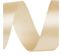 cyclingcolors Ruban Satin en Polyester - 25 mm x 22 m - Ruban Cadeau Emballage Décoration Anniversaire Gâteaux Couture Fêtes Fleuristerie - crème clair