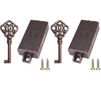 cyclingcolors Serrure espagnolette brun bronze clé remplacement meuble buffet ancien décoration rustique armoire vintage, droite (Lot de 2)