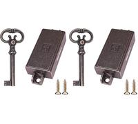 cyclingcolors Serrure espagnolette brun clé remplacement meuble buffet ancien décoration rustique armoire vintage, droite (Lot de 2)