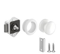 cyclingcolors Serrure verrou avec bouton Push-lock mini poussoir axe 15mm poignée rosace idéal bateaux caravanes camping car van fermeture sans clé, blanc