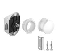 cyclingcolors Serrure verrou avec bouton Push-lock poussoir axe 25mm poignée rosace idéal bateaux caravanes camping car van fermeture sans clé, blanc
