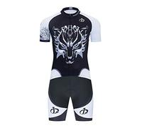 Cyclisme Maillot Manches Courtes+Gel 20D Dous-Vêtements Rembourrés Coolmax Shorts/Cuissard pour Homme Pantalon à Bretelle Vélo de Route VTT MTB