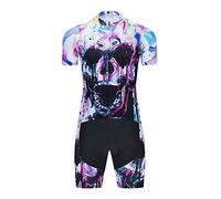 Cyclisme Maillot Manches Courtes+Gel 20D Dous-Vêtements Rembourrés Coolmax Shorts/Cuissard pour Homme Pantalon à Bretelle Vélo de Route VTT MTB