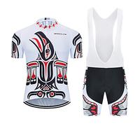 Cyclisme Maillot Manches Courtes+Gel 20D Dous-Vêtements Rembourrés Coolmax Shorts/Cuissard pour Homme Pantalon à Bretelle Vélo de Route VTT MTB