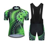 Cyclisme Maillot Manches Courtes+Gel 20D Dous-Vêtements Rembourrés Coolmax Shorts/Cuissard pour Homme Pantalon à Bretelle Vélo de Route VTT MTB