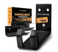 CYCLISTAR Support Mural pour vélo jusqu'à 40kg - Support Mural Robuste pour VTT, vélo de Route, e-Bike - Support Mural pour pédale + 2X Support de Fixation