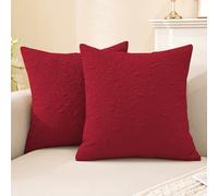 CYCMACO Housse Coussin 50x50 Lot De 2, Housses De Coussin avec Fermeture Eclair Caché, Couleur Pure Housses De Coussins, Doux, Double Face, pour Canapé, Salon Et Chambre, Bordeaux