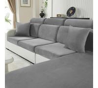 CYCMACO Housse Coussin Canapé Velours, Universelle Housse Assise Canapé Extensible, Protection pour Meubles Couvre pour Canape Antidérapante(1 Place*2, Gris Clair)