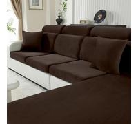 CYCMACO Housse Coussin Canapé Velours, Universelle Housse Assise Canapé Extensible, Protection pour Meubles Couvre pour Canape Antidérapante(3 Places, Café)