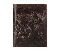CYCOOPE Portefeuille en cuir avec motif dragon pour homme, sac à main, carte de crédit, carte d'identité, espèces, poche, marron, Portefeuille rétro pour homme