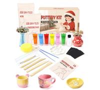 cyctravel Kit Poterie Adulte, Poterie Adulte Kit Comprend 1 kg de Argile Autodurcissante, Vernis Argile Autodurcissante,Convient à Divers Projets de Bricolage, Kit de Poterie Convient aux débutants