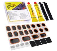 cyctravel Kit Reparation Velo, Haute Performance Rustine Velo, Kit Crevaison Velo Comprend 20 Rustines pour Pneus de Vélo, 2 Pieds-De-Biche, Convient aux VTT, Vélos de Route, Motos