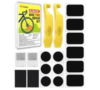 cyctravel Kit Reparation Velo, Haute Performance Rustine Velo, Kit Crevaison Velo Comprend 20 Rustines pour Pneus de Vélo, 2 Pieds-De-Biche, Convient aux VTT, Vélos de Route, Motos