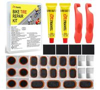 cyctravel Kit Reparation Velo, Haute Performance Rustine Velo, Kit Crevaison Velo Comprend 20 Rustines pour Pneus de Vélo, 2 Pieds-De-Biche, Convient aux VTT, Vélos de Route, Motos