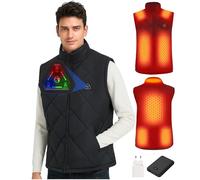 CYCYHEAT Gilet Chauffant pour Hommes et Femmes avec Batterie 7,4V 10000mAh et Commande 4-en-1 (FR/ES, Alpha/lettres, TTG, Taille normale, Taille normale, Gilet Homme Noir + Batterie 10000mAh)