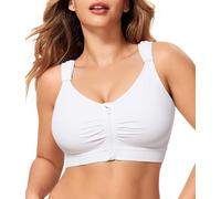 CYDREAM Soutien-gorge de compression à fermeture éclair sur le devant pour femme, sans fil, couverture complète, confort quotidien, post-chirurgie, bretelles réglables, blanc, Taille M