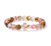 CYDXD Bracelet Croix en Pierre Naturelle,Perle Rose-Marron de 8mm Avec Breloque Croix,Bracelets de Perles Faits Main pour Hommes et Femmes,Cadeaux Chrétiens de Jésus 8mm