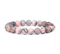 CYDXD Bracelet de Perles en Pierre Naturelle - 8mm - Agate Rose Grise - Fait Main - Perles Élastiques - pour Adolescent,Remise de Diplôme,Anniversaire,Amitié,Professeur