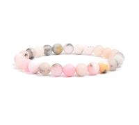 CYDXD Bracelet de Perles en Pierre Naturelle de 8mm,Bracelet Élastique Réglable en Agate de Lave Rose pour Femmes, D'Anniversaire et de Festival.