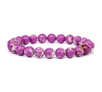 CYDXD Bracelet de Perles en Pierre Naturelle pour Femme,8mm,Élastique en Howlite Violette,Perles D'Agate Faites à La Main,pour Anniversaire,Yoga,Amitié,Cadeaux 8mm