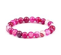 CYDXD Bracelet de Perles en Pierre Naturelle pour Femme,Corde Élastique en Agate Rose de 8mm,Fait à La Main,Idéal pour L'Amitié,L'Anniversaire Ou Le Yoga.