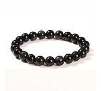 CYDXD Bracelet de Perles Rondes en Obsidienne Arc-en-Ciel Naturelle pour Femmes et Hommes,Tendance,Coloré,Noir,Énergie de Yoga,Bouddhiste,8mm