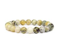 CYDXD Bracelet en Perles de Jaspe Jaune-Vert Naturel,Bracelet Élastique Réglable en Pierres Précieuses Naturelles de 8mm pour Adolescentes,Cadeaux D'Amitié de 8mm