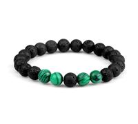 CYDXD Bracelet en Perles de Malachite de Lave Naturelle de 8mm,Bracelet Élastique en Perles de Pierre Naturelle Fait Main pour Hommes,Femmes,Couple, D'Anniversaire 8mm