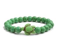 CYDXD Bracelet en Perles de Pierre Naturelle,8mm,Perles Turquoise Naturelles Avec Accent Tortue,Bracelets D'Amitié, pour Femmes,Anniversaire,Yoga,8mm