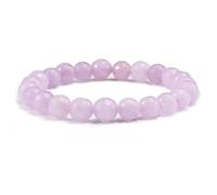 CYDXD Bracelet en Perles de Pierre Naturelle - 8mm - Pierres Précieuses Naturelles - Cristal - Fait Main - pour Homme et Femme - Accessoires de Festival - D'Anniversaire - Violet - 8mm