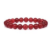 CYDXD Bracelet en Perles de Pierre Naturelle de 8mm pour Homme et Femme,Fait Main,Élastique et Réglable,Idéal pour Les Adolescents,Les Diplômés,Les enseignants,Les Cadeaux D'Amitié,Rouge 8mm