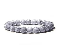 CYDXD Bracelet en Perles de Pierre Naturelle,Perles D'Agate Grise de 8mm,Élastique,Réglable,Tressé,pour Hommes et Femmes,Cadeau D'Anniversaire,de Yoga,Fait Main