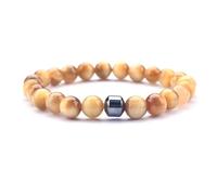 CYDXD Bracelet en Perles de Pierre Naturelle pour Homme et Femme,8mm,Œil de Tigre,Élastique Réglable,Idéal pour Un Anniversaire,Une Remise de Diplôme,Un enseignant ou Un Ami.