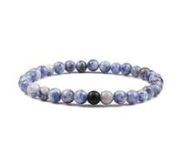 CYDXD Bracelet en Perles de Sodalite Naturelle et D'Onyx Noir,Réglable et Extensible,Fait Main,Perles de 6mm,pour Hommes et Femmes,Cadeaux de Festival et de Yoga
