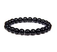 CYDXD Bracelet en Perles D'Onyx Noir pour Homme et Femme,Perles en Pierre Naturelle de 8mm,Corde Élastique Réglable,Bracelets de Yoga,Cadeaux D'Amitié Faits à La Main,8mm