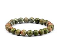 CYDXD Bracelet en Perles D'Unakite Naturelles,Perles Rondes et Lisses de 8mm,Élastiques Faits Main,pour Hommes et Femmes,Cadeaux D'Anniversaire,D'Amitié,de Festival,8mm